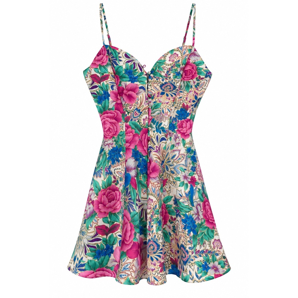 Vintage Victoria's Secret Gold Label Slip Dress Floral Paisley Pink Blue Satin S